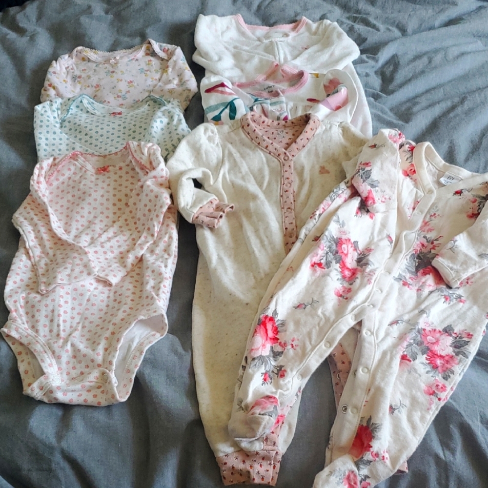 9 Month Old Girl Fall/Winter Footies/Bodysuit Bundle